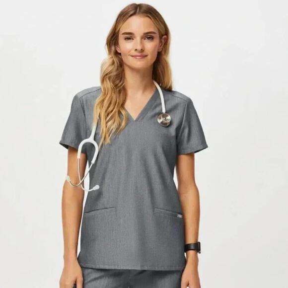 Figs Casma Scrub Top Graphite Size XS Three Pocket - Picture 1 of 5